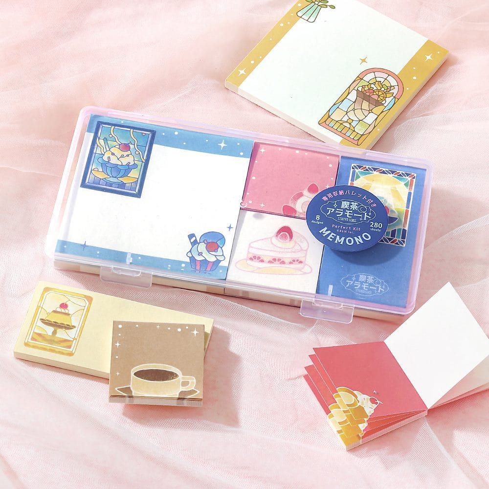 Cafe a la Mode Stained Glass Memopad Set