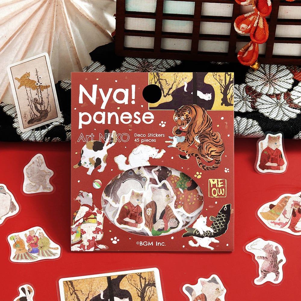 Nyapanese Art Neko Red Version BGM Stickers