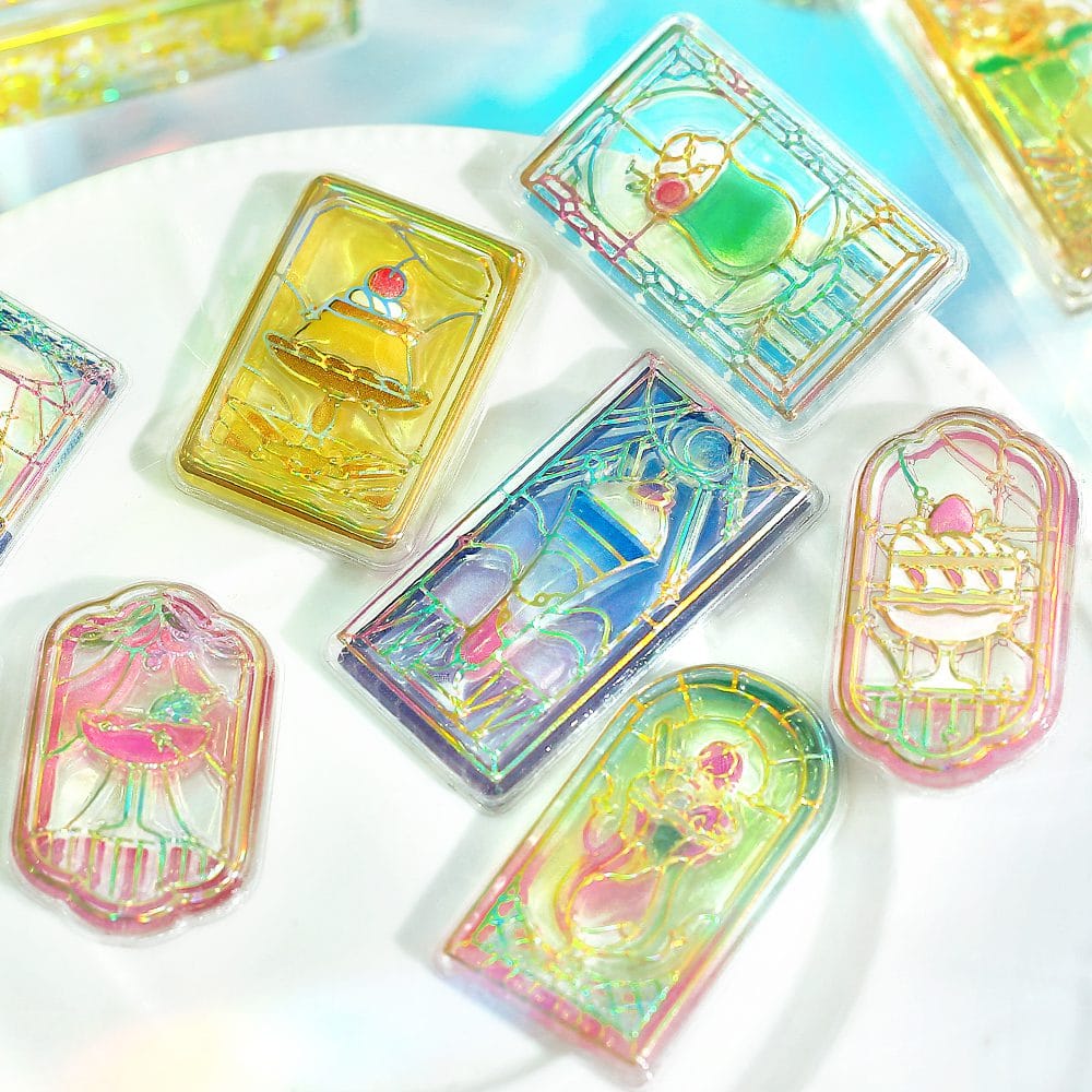 Cafe a la Mode Stained Glass Flake Stickers
