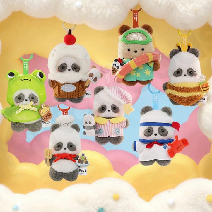 All 7 designs of the plush keychain (from left to right): Ribbit, Haapan-Dazs, Tanned, Buzz, Sailor, Pajama, and Chef