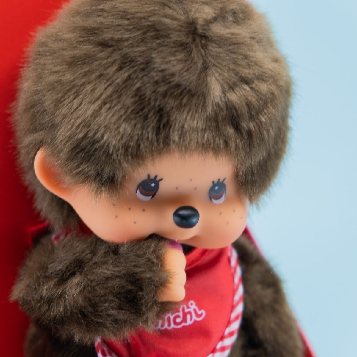 Classic Boy Monchhichi 8" Plush with Red Bib