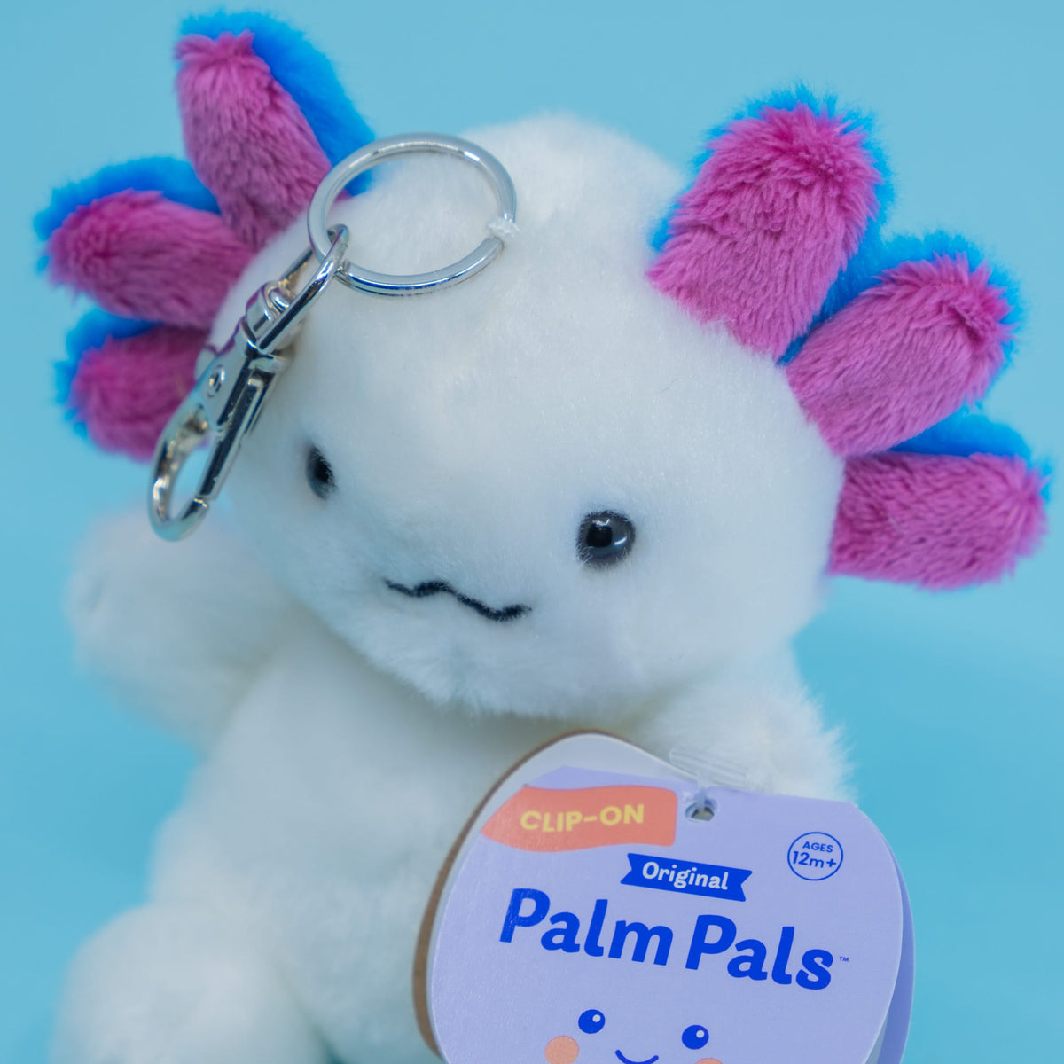 A cute axolotl plush keychain.