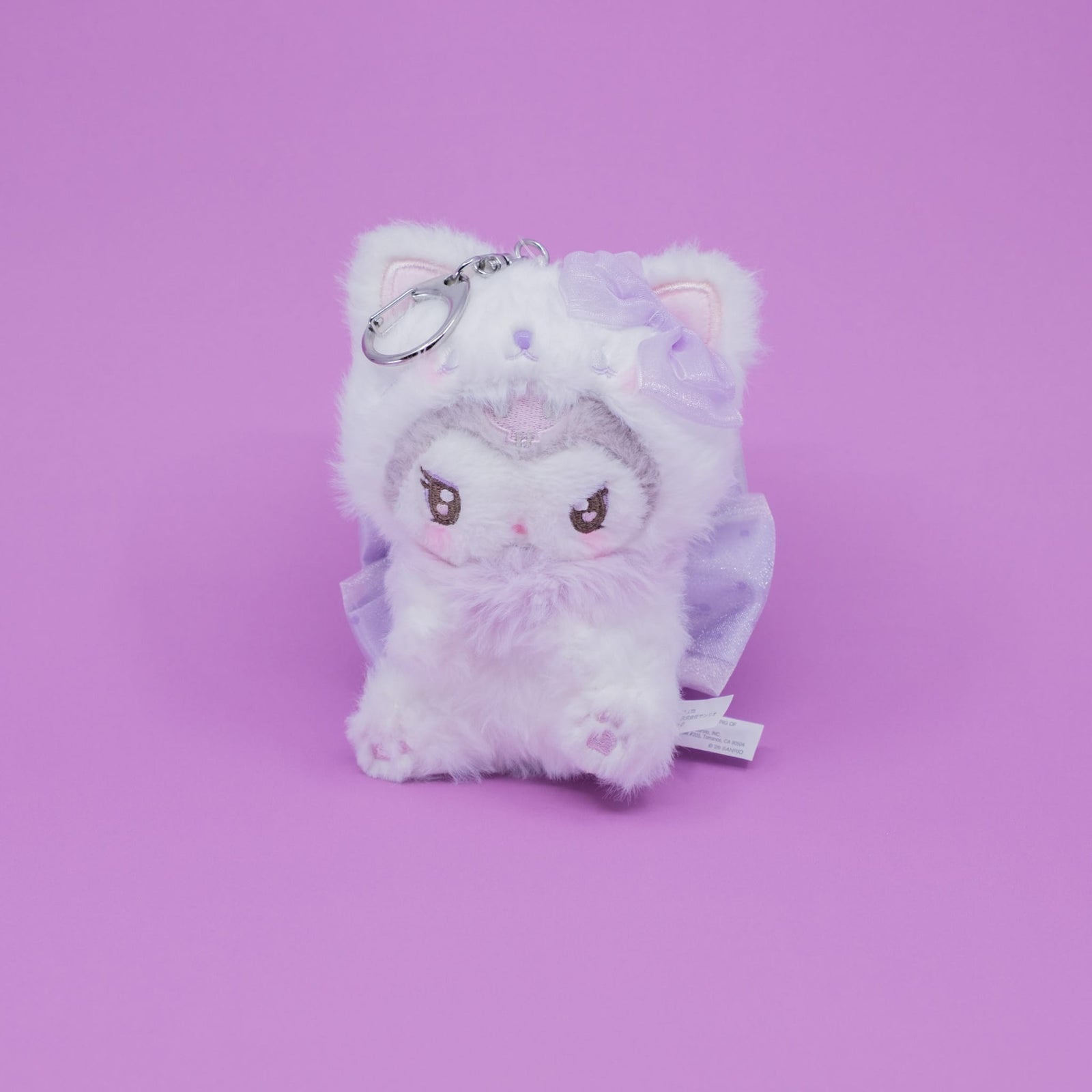 Kuromi Kitten Bow Plush Keychain