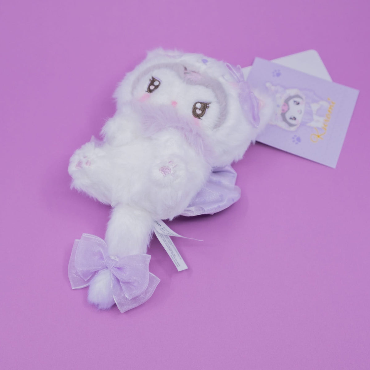 Kuromi Kitten Bow Plush Keychain