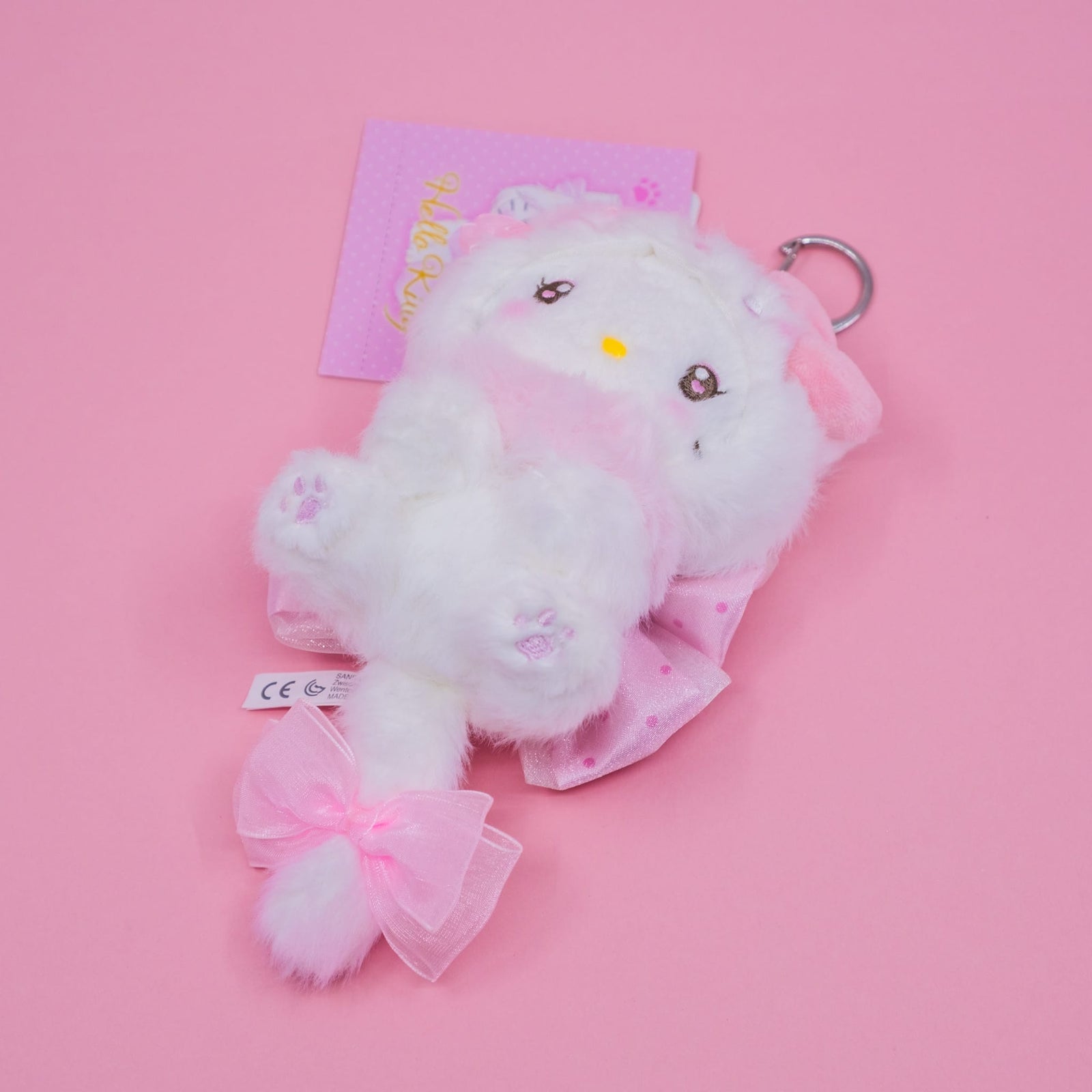 Hello Kitty Kitten Bow Plush Keychain