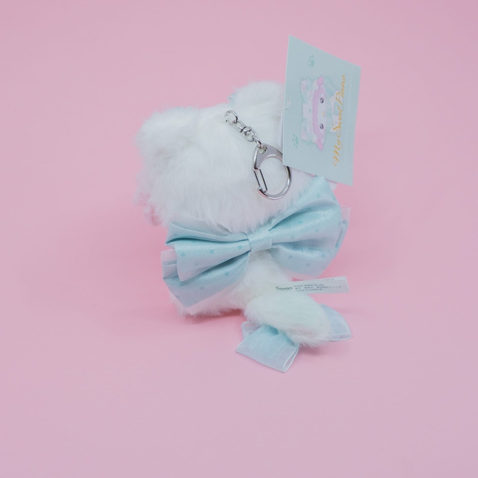 My Sweet Piano Kitten Bow Plush Keychain