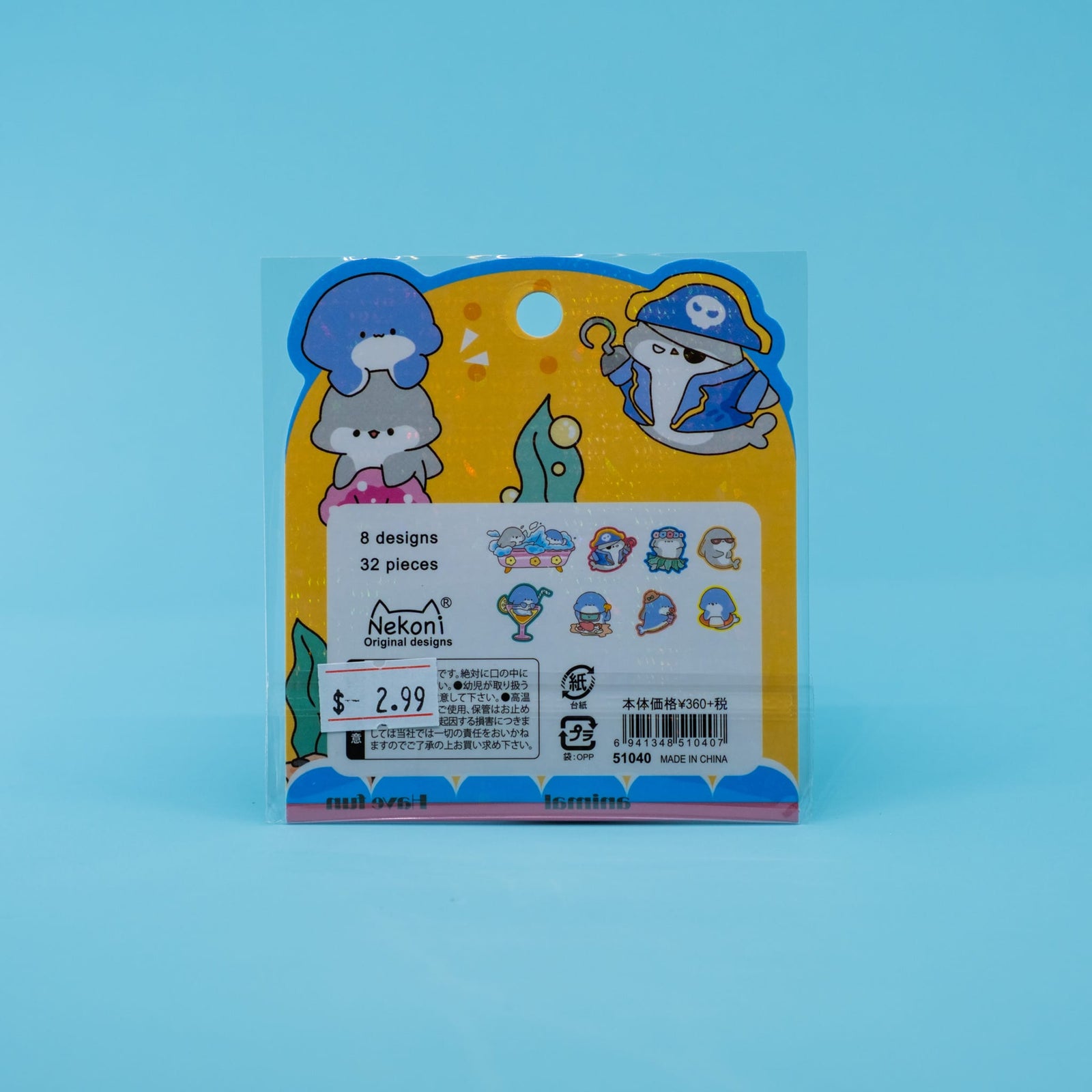 Copos de pegatinas de delfines kawaii