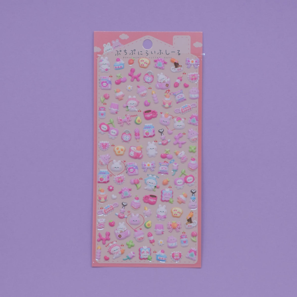 Pink Bunny Puchipuni Life Stickers