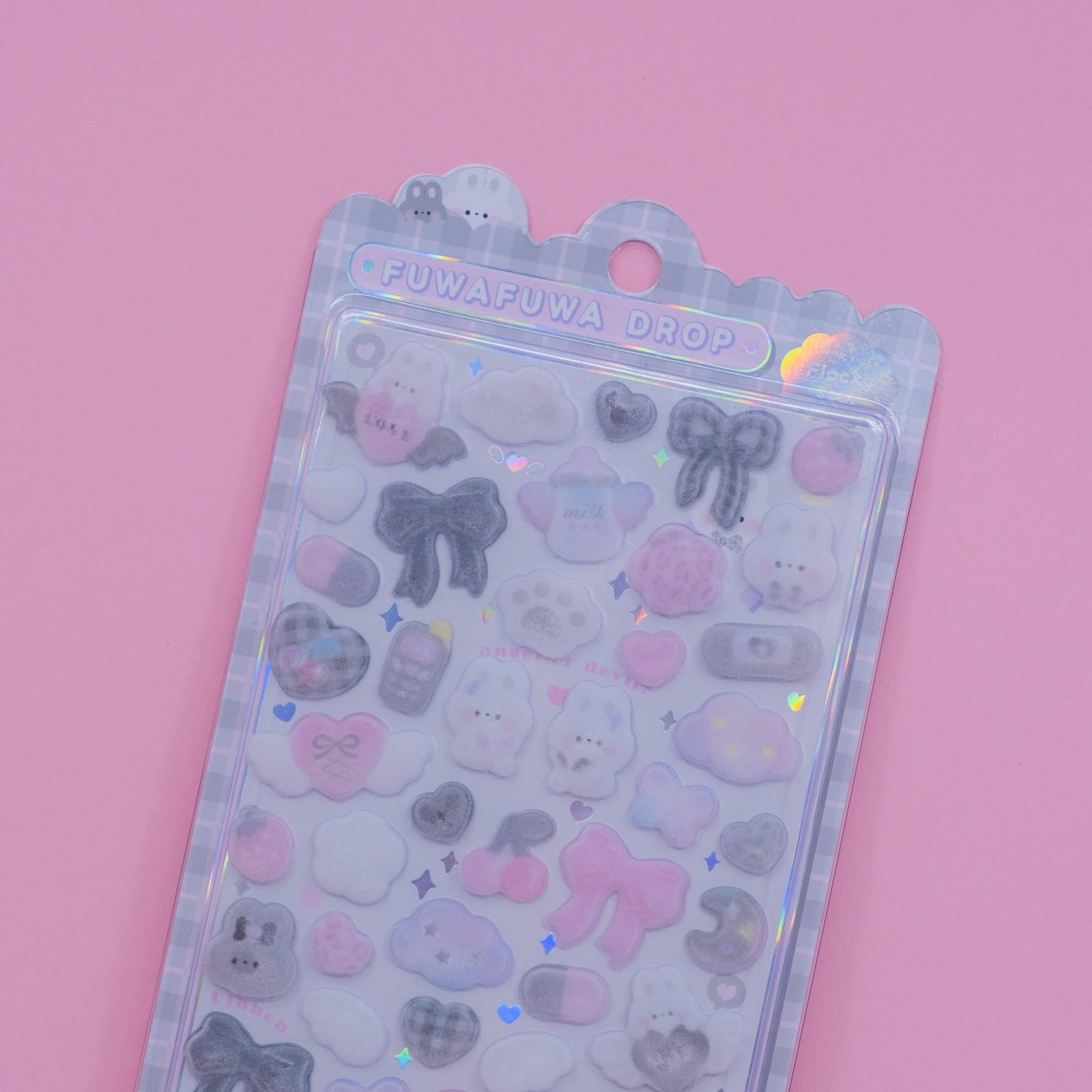 Black & White Fuwafuwa Drop Stickers