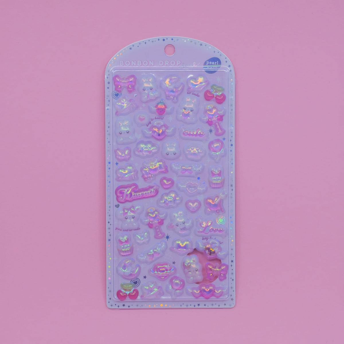 Pink Pearl Veil Bonbon Drop Stickers