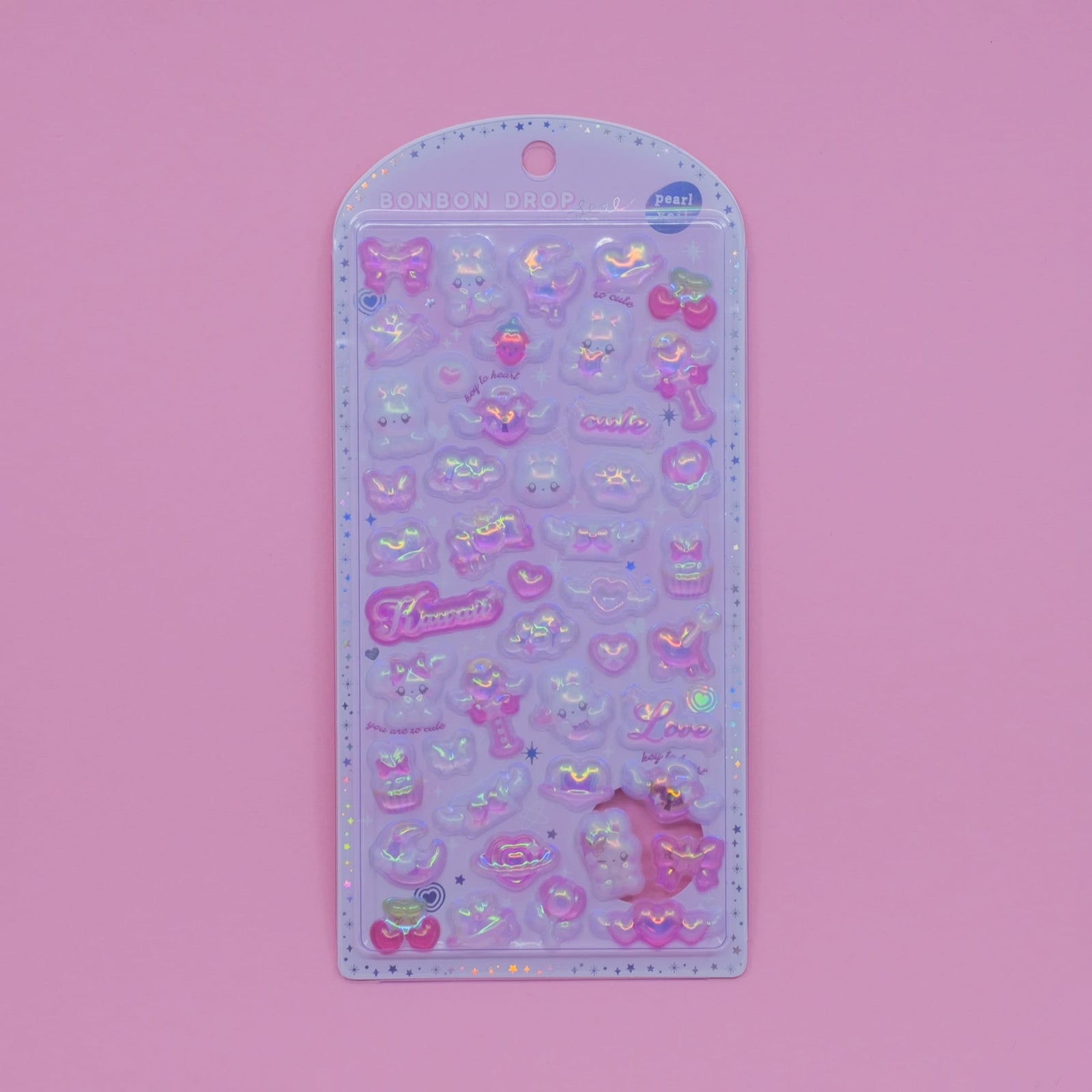 Pink Pearl Veil Bonbon Drop Stickers
