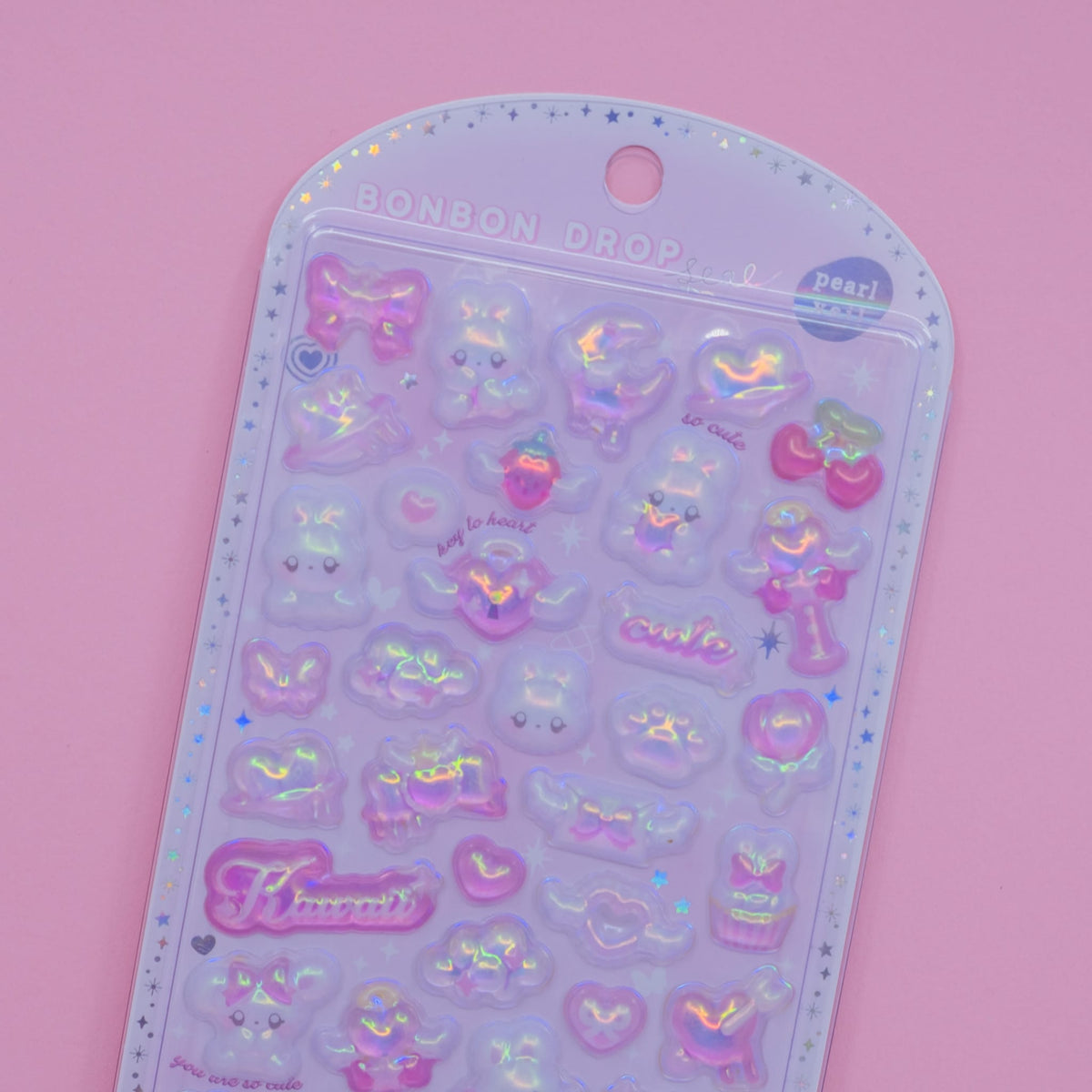 Pink Pearl Veil Bonbon Drop Stickers