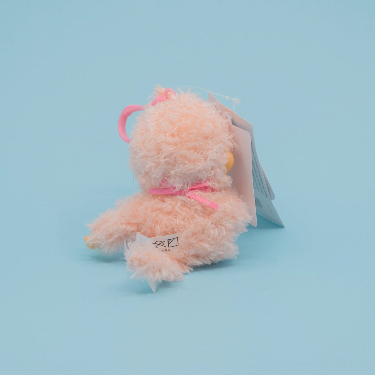 Monchhichi Fluffy Pink Beige Plush Keychain