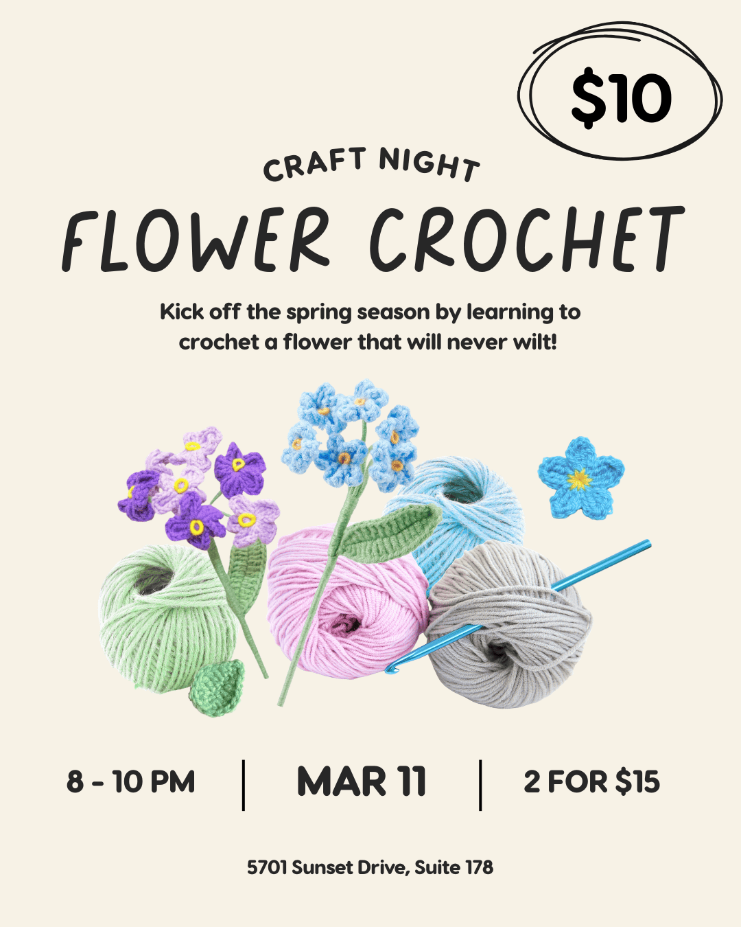 Flower Crochet Craft Night
