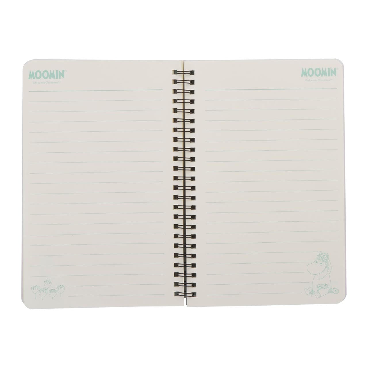 The inside of a small notebook. Its pages are white and lined.