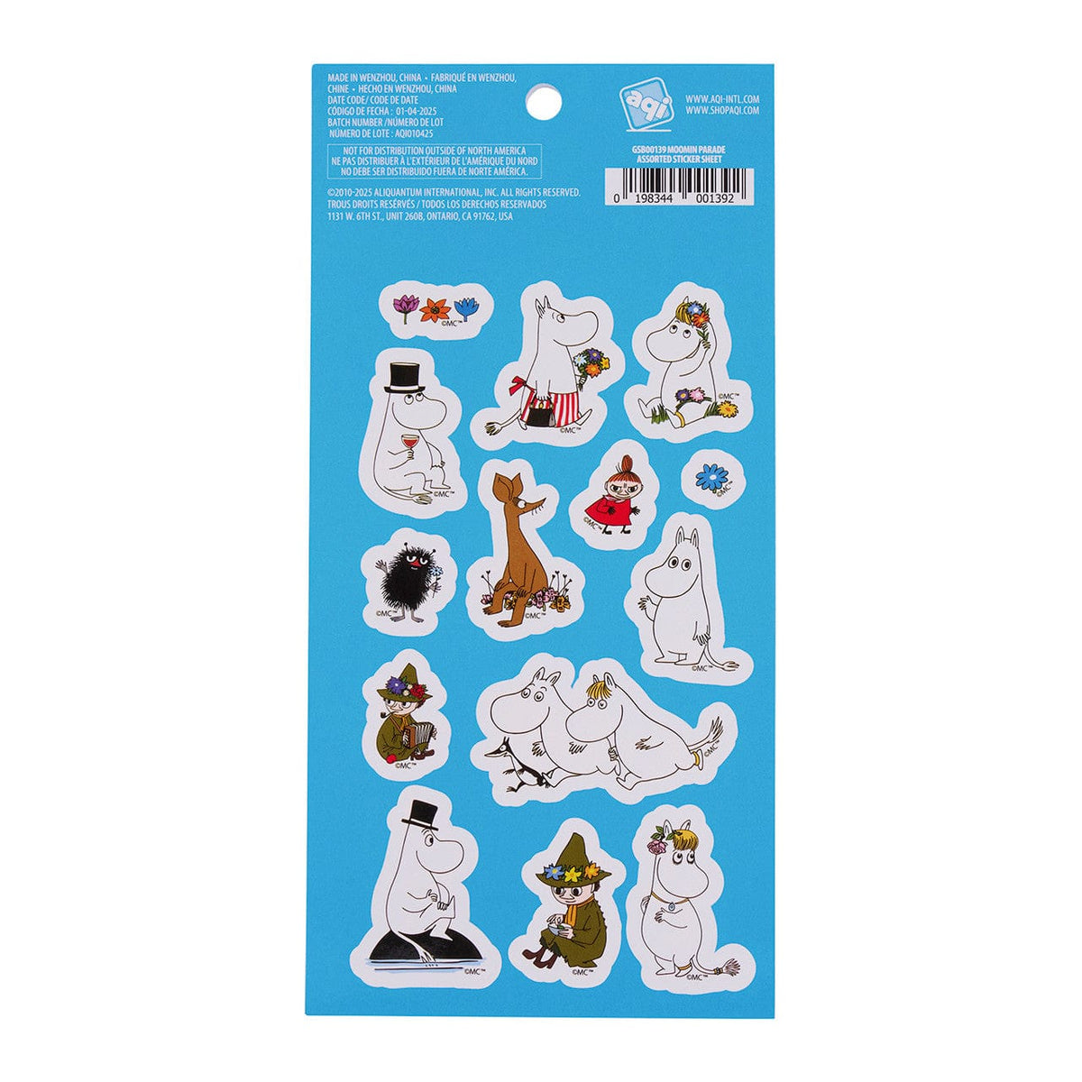 A sheet of stickers depicting various illustrations of a white hippo.