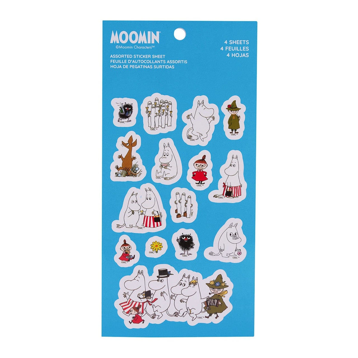 A sheet of stickers depicting various illustrations of a white hippo.
