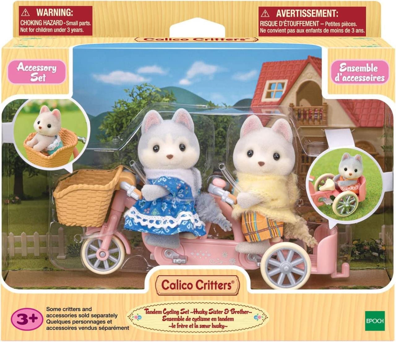 Calico Critters Tandem Cycling Set Husky Sister & Brother
