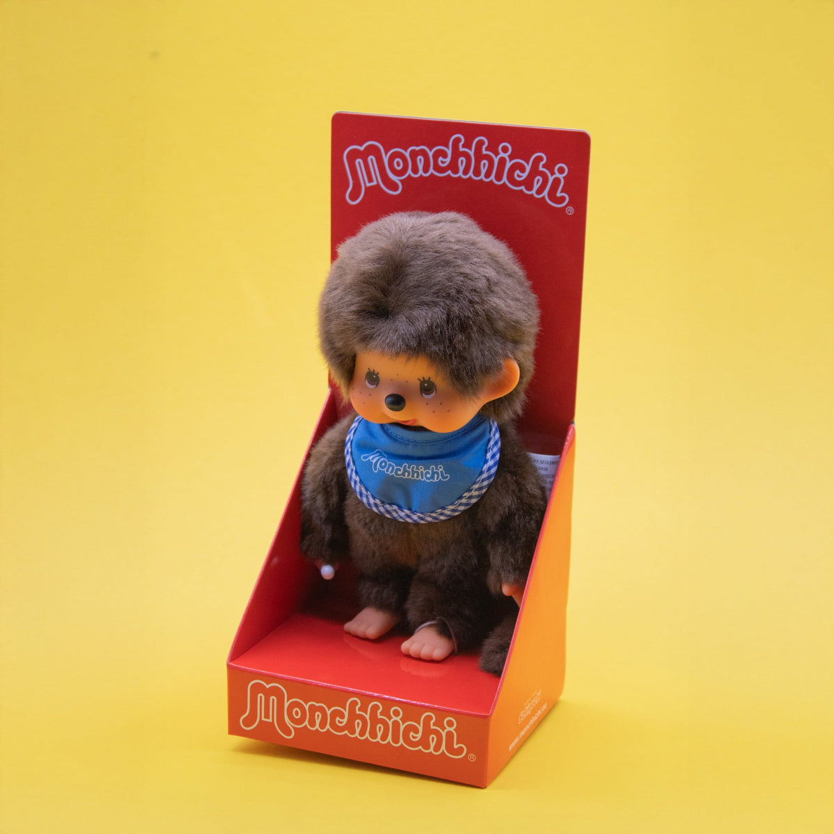 Classic Boy Monchhichi 8&quot; Plush with Blue Bib