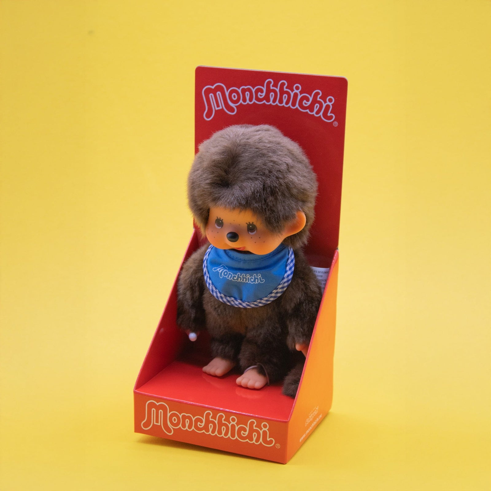 Classic Boy Monchhichi 8" Plush with Blue Bib