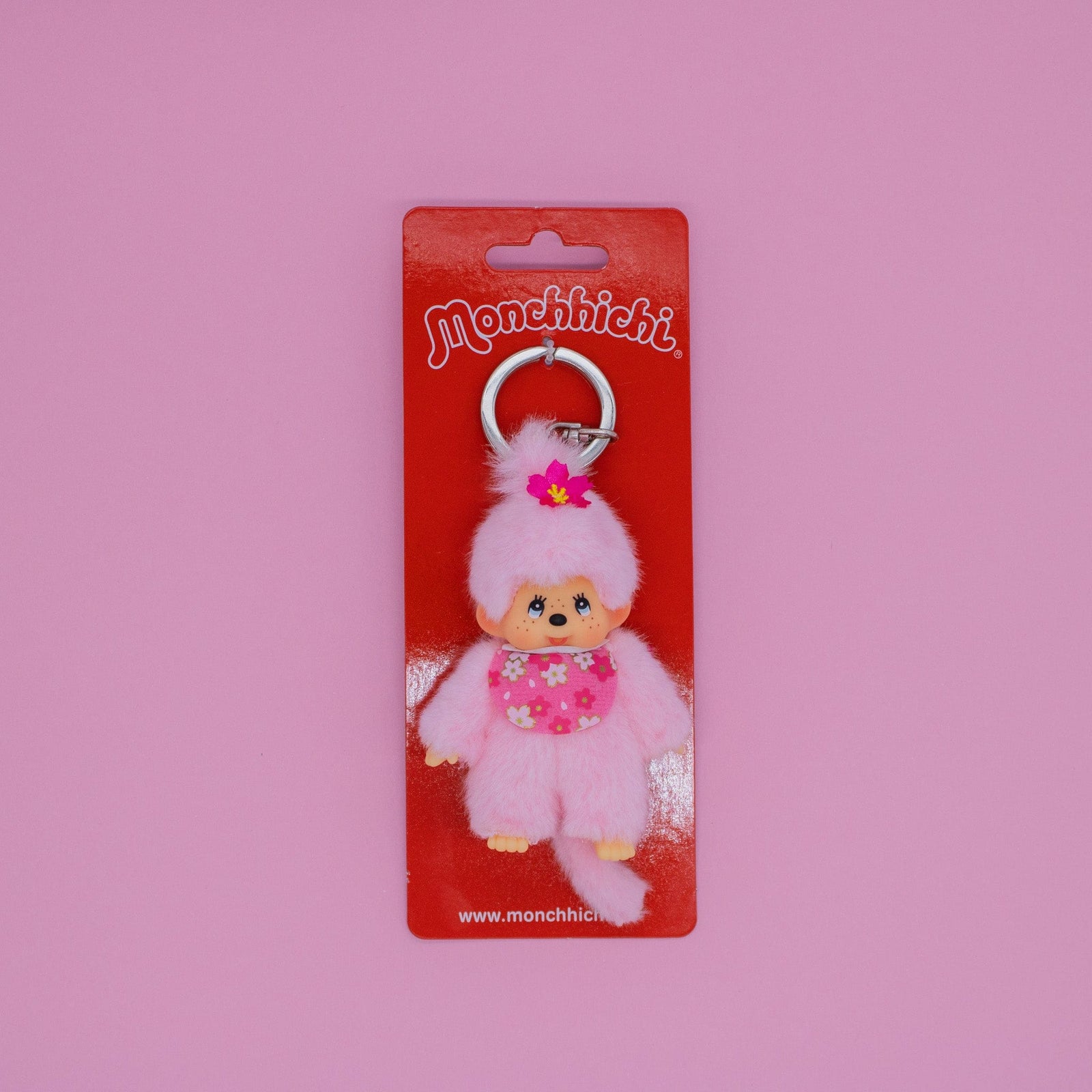 Monchhichi Cherry Blossom  4" Plush Keychain