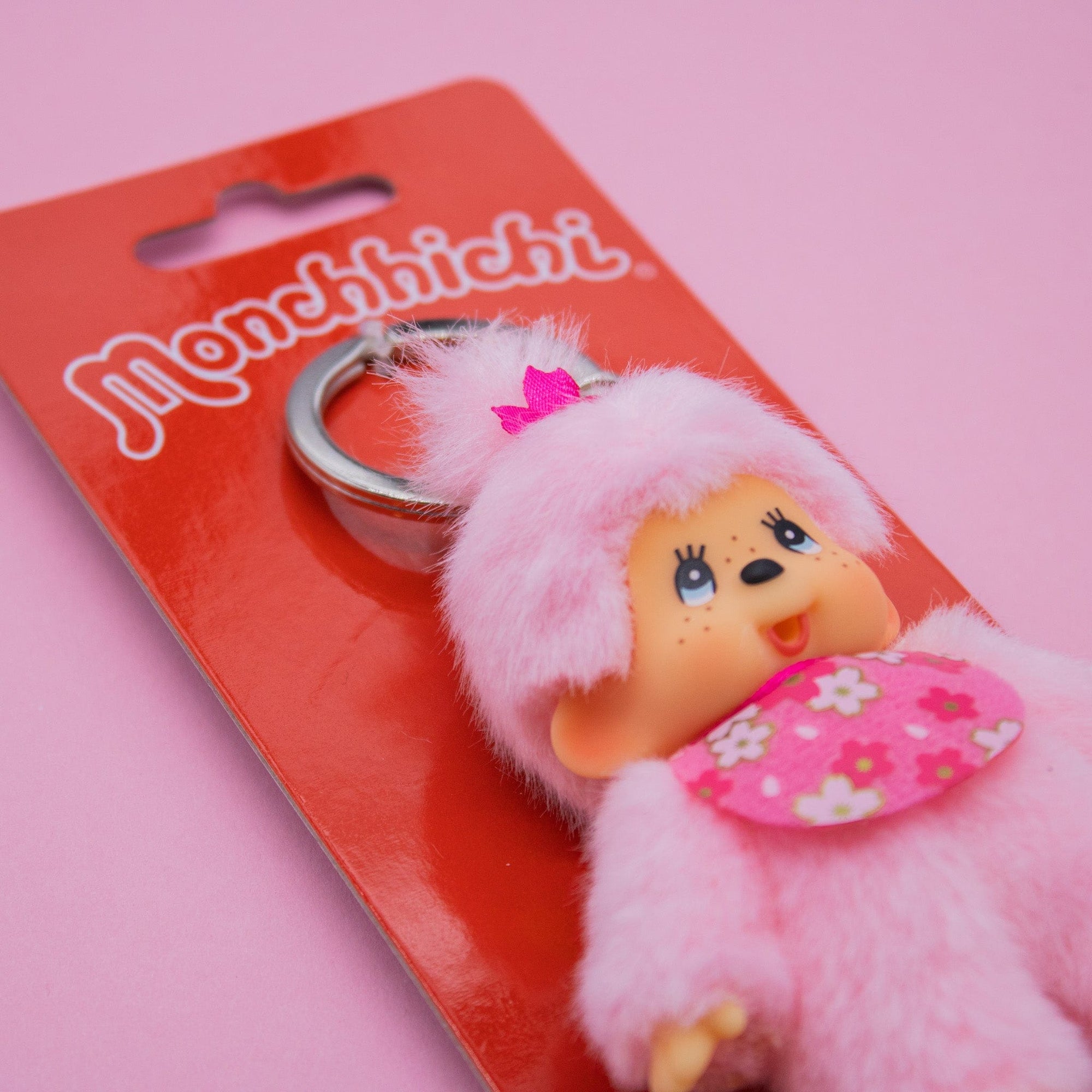 Monchhichi Cherry Blossom  4" Plush Keychain