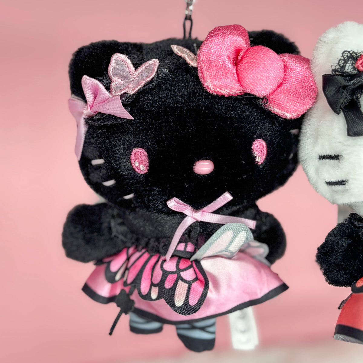 Hello Kitty Plush Keychain Black ver. (Dark Butterfly Series)