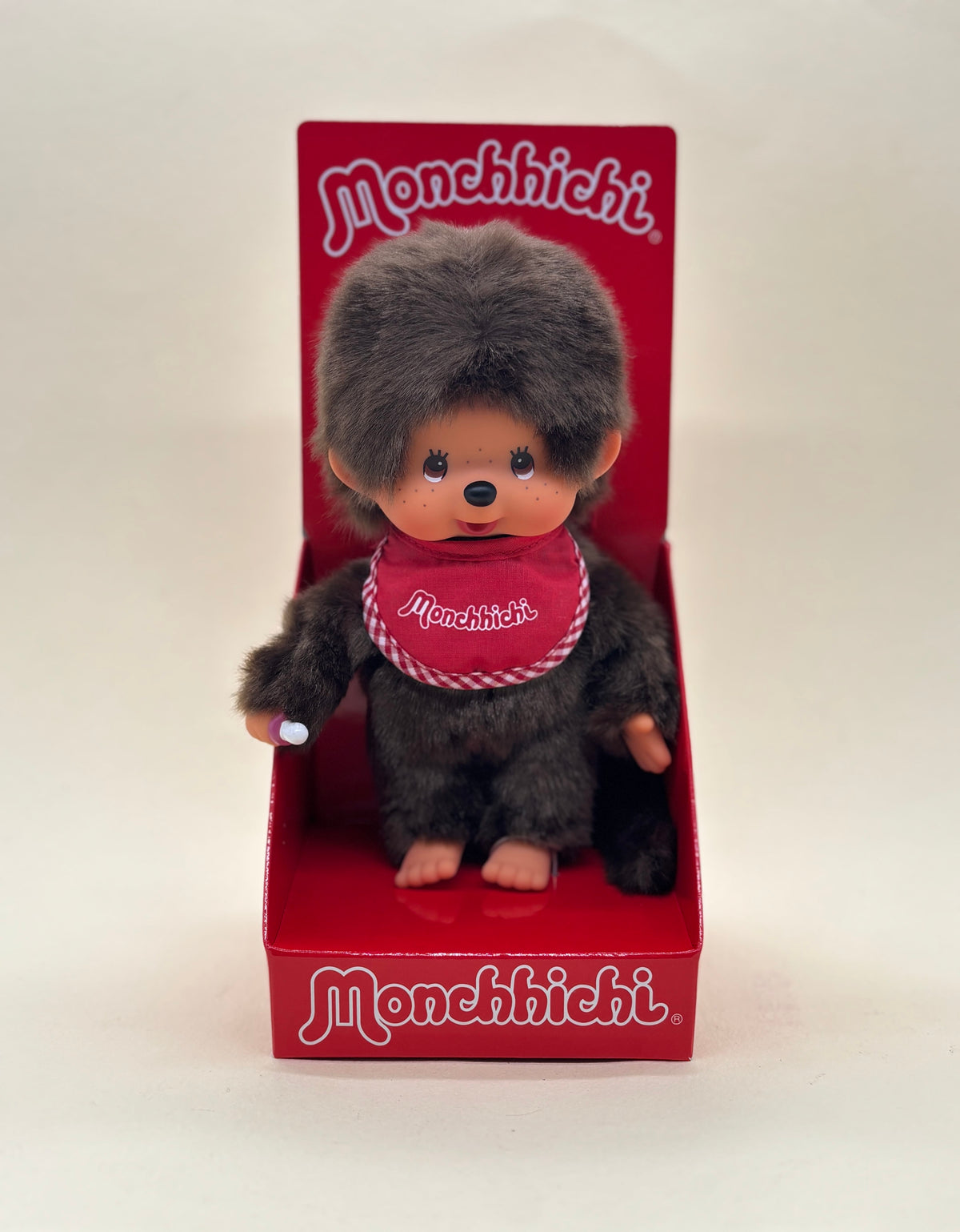 Classic Boy Monchhichi 8" Plush with Red Bib