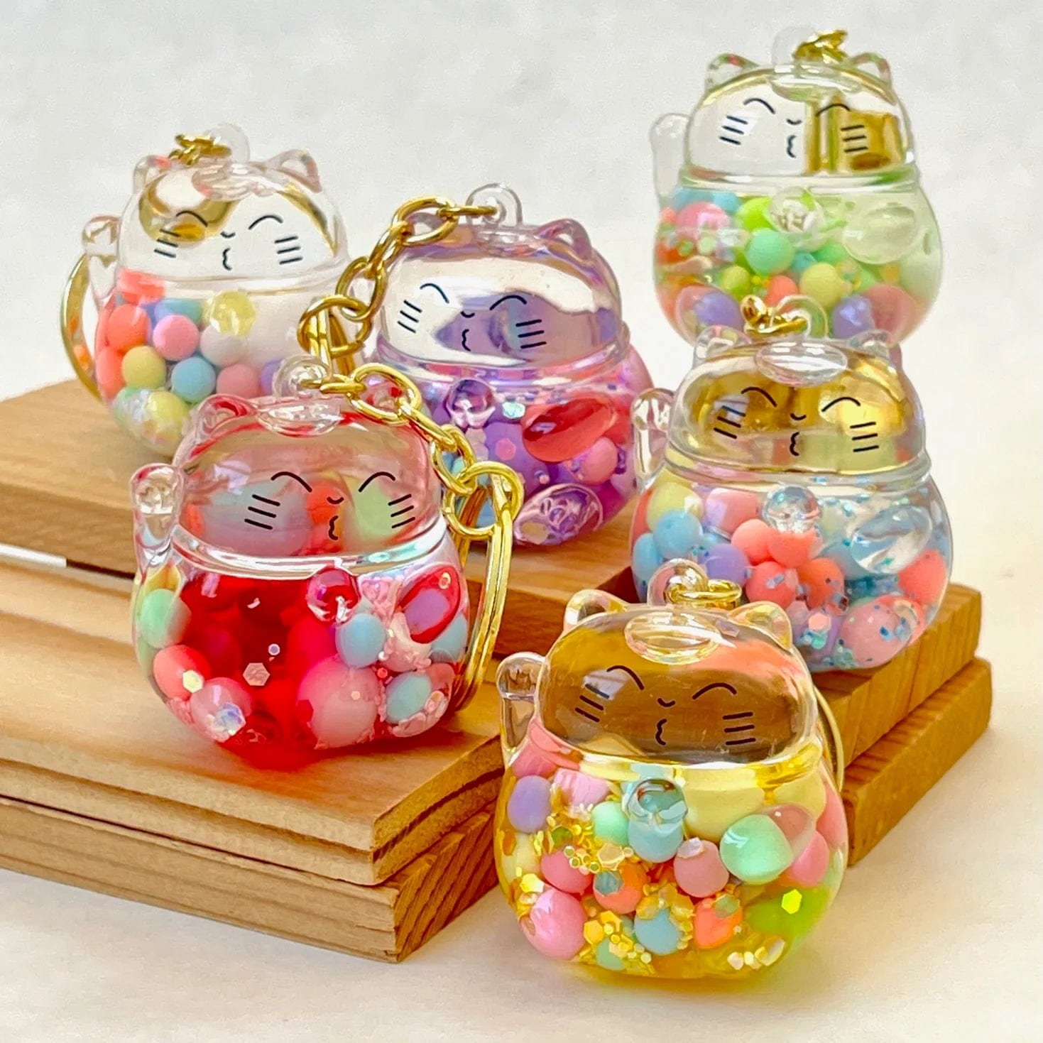 Lucky Cat Bubble Floating Keychain Random Selection