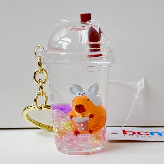 Capybara Bubble Tea Floating Keychain- Random Selection