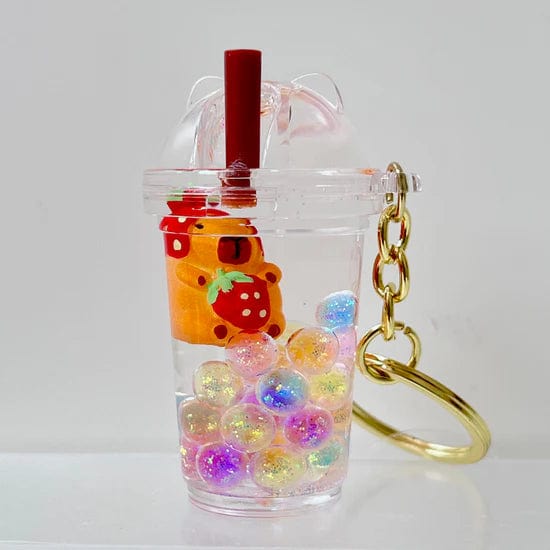 Capybara Bubble Tea Floating Keychain- Random Selection