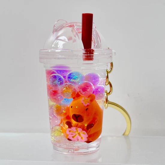 Capybara Bubble Tea Floating Keychain- Random Selection