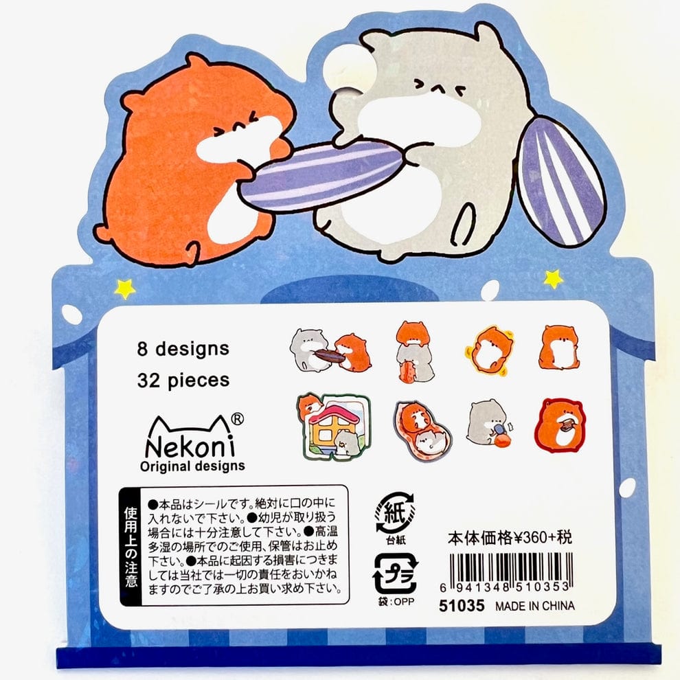 Copos de pegatinas de hámster kawaii