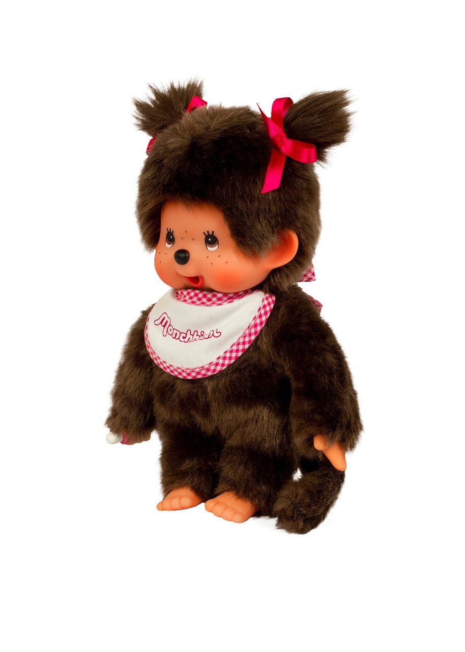 Classic Girl Monchhichi 8" Plush with White and Pink Bib