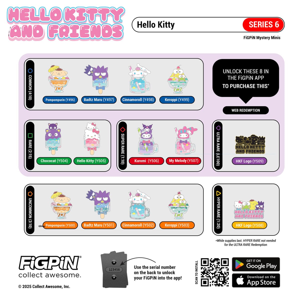 Hello Kitty and Friends Series 6 FiGPiN Mystery Mini Collectible Pin Blind Box