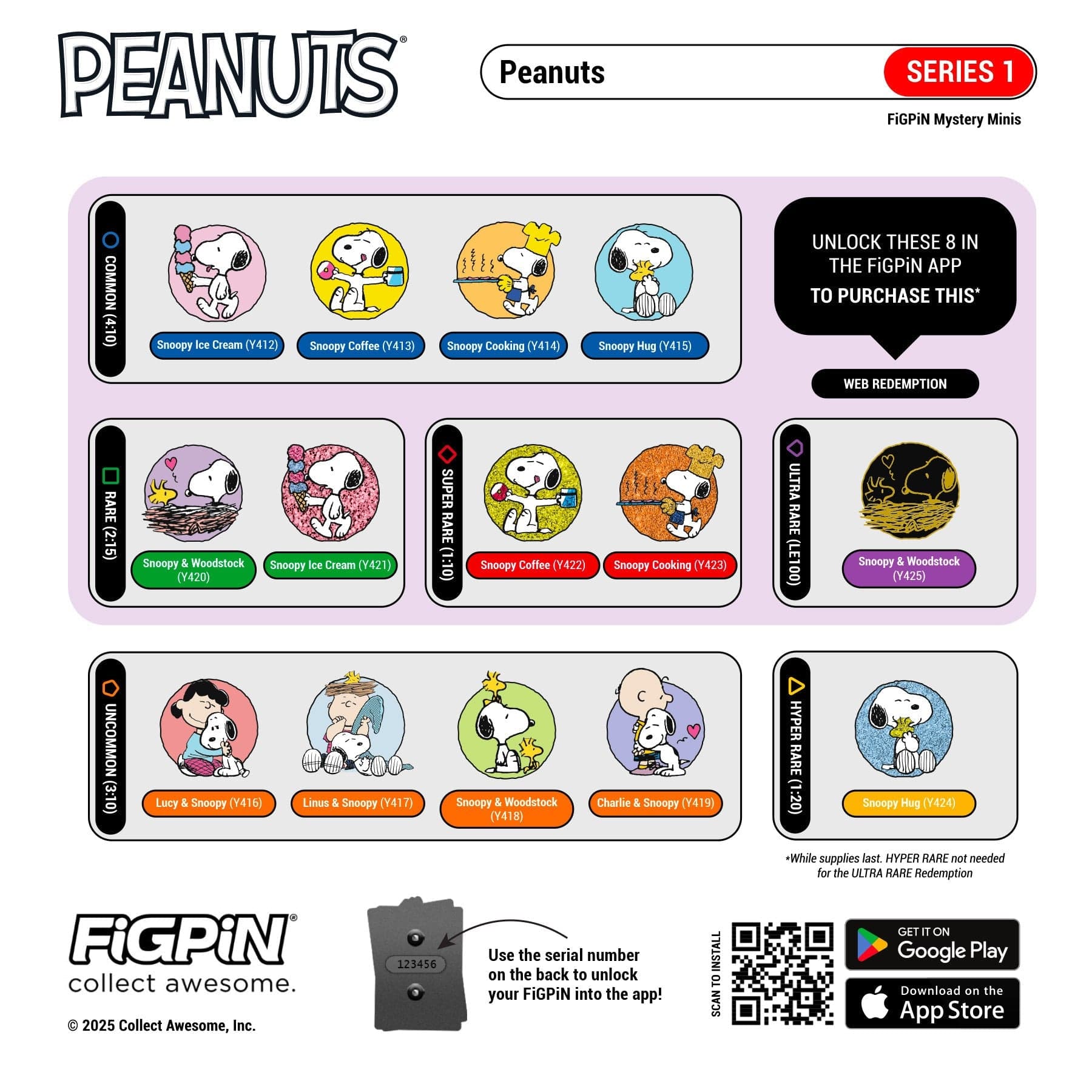 Peanuts Series 1 FiGPiN Mystery Mini Collectible Pin Blind Box