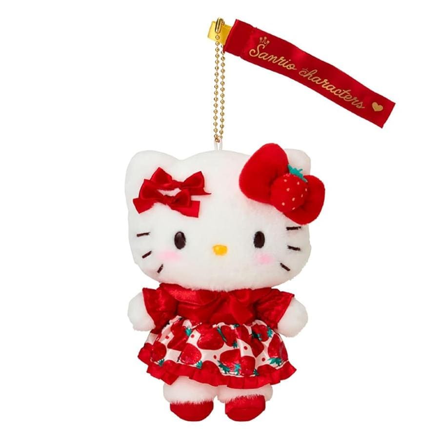 Hello Kitty Strawberry News 50th Anniversary Plush Keychain