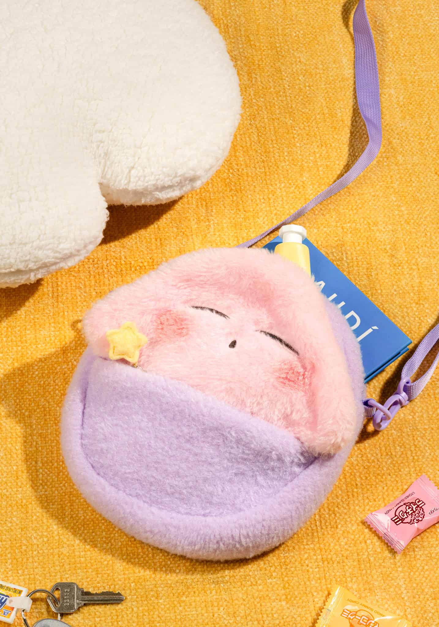 Kirby Fluffy Crossbody Pouch Sleeping Version