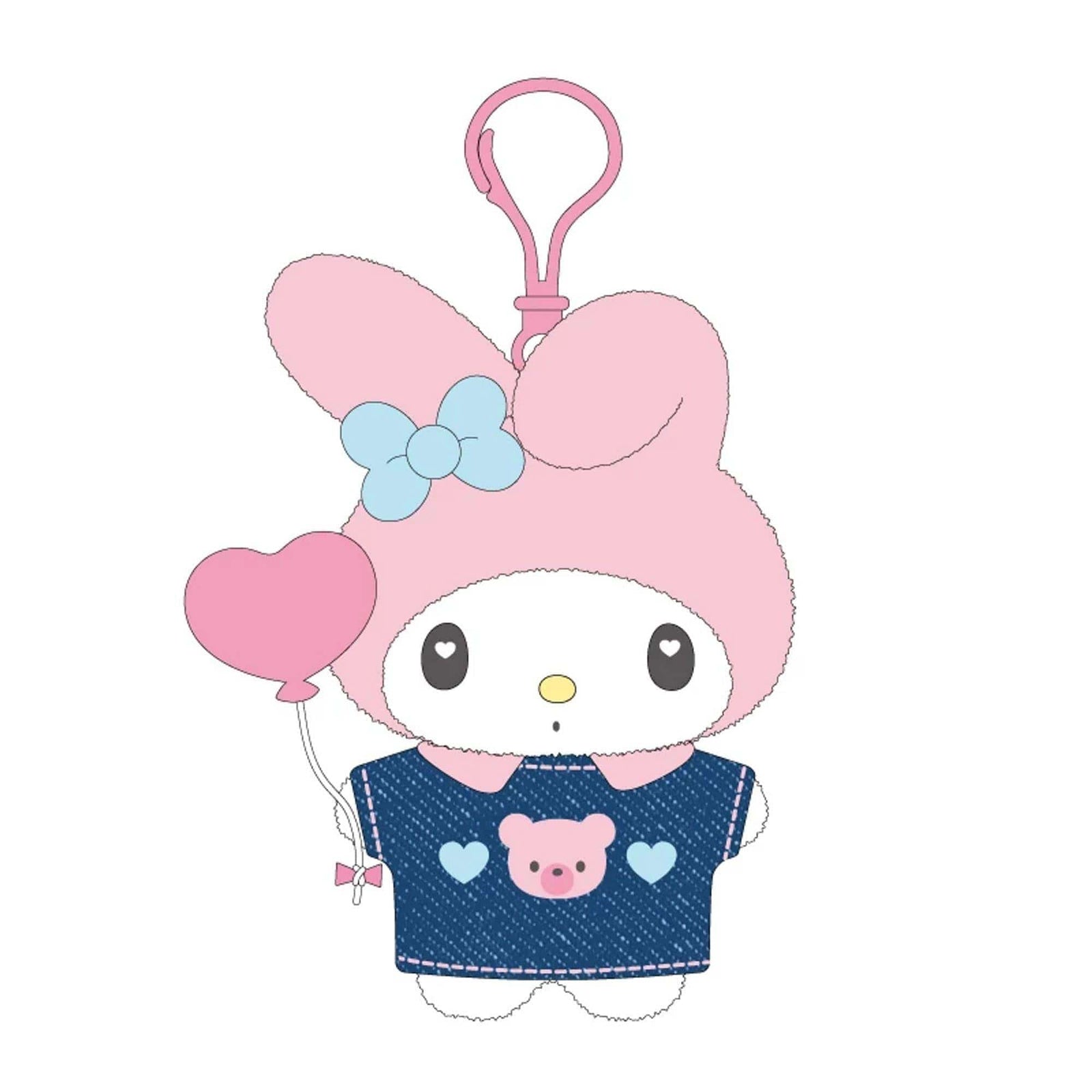 My Melody Sanrio Denim Collection Plush Clip On Keychain