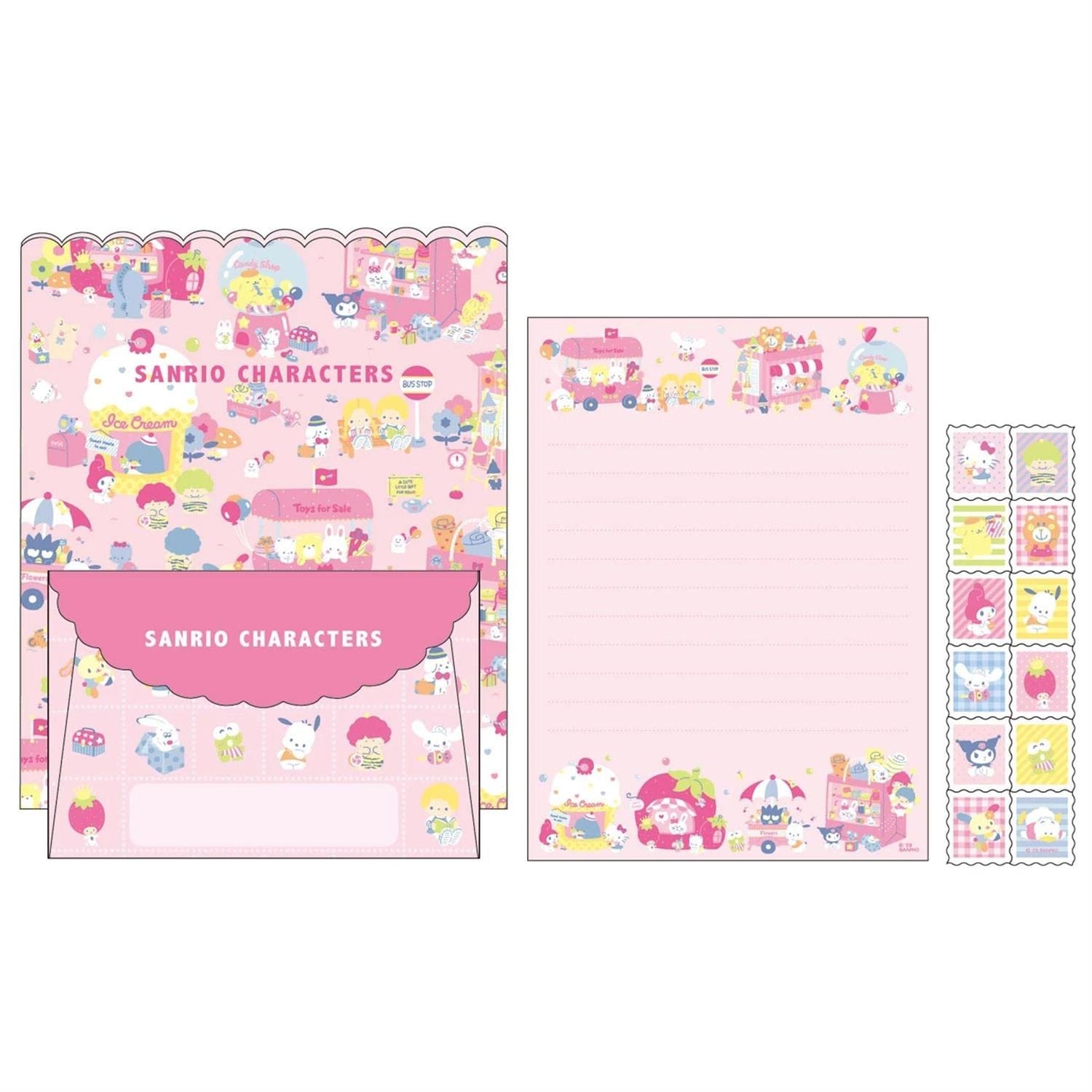 Sanrio Characters Town Shops Letter Set with Folder