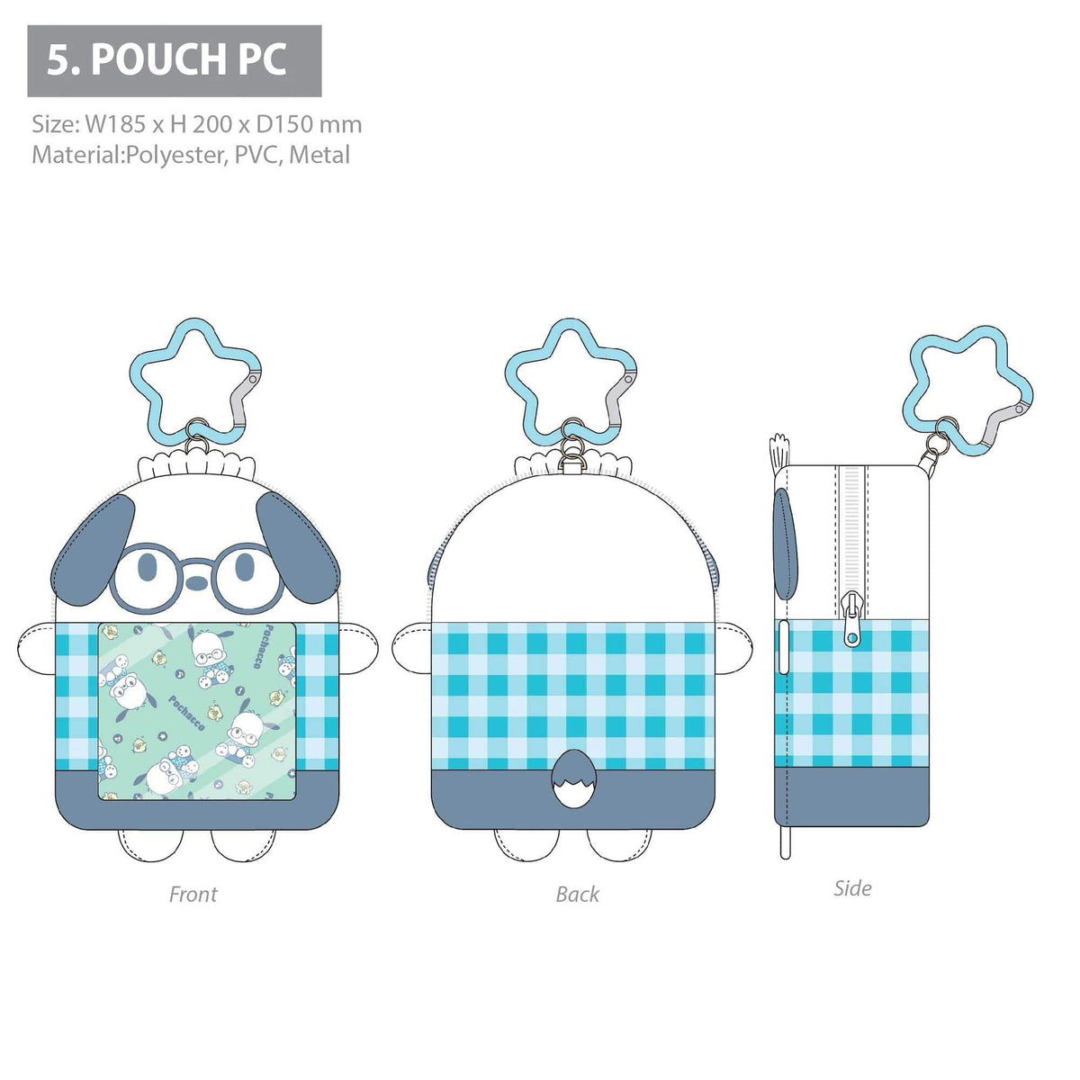 Pochacco Clip On Clear Pouch