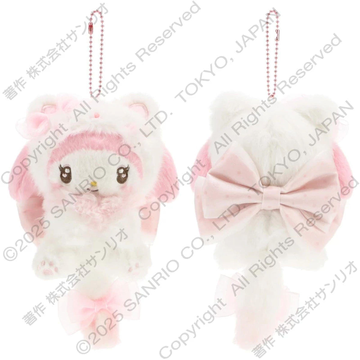 My Melody Kitten Bow Plush Keychain