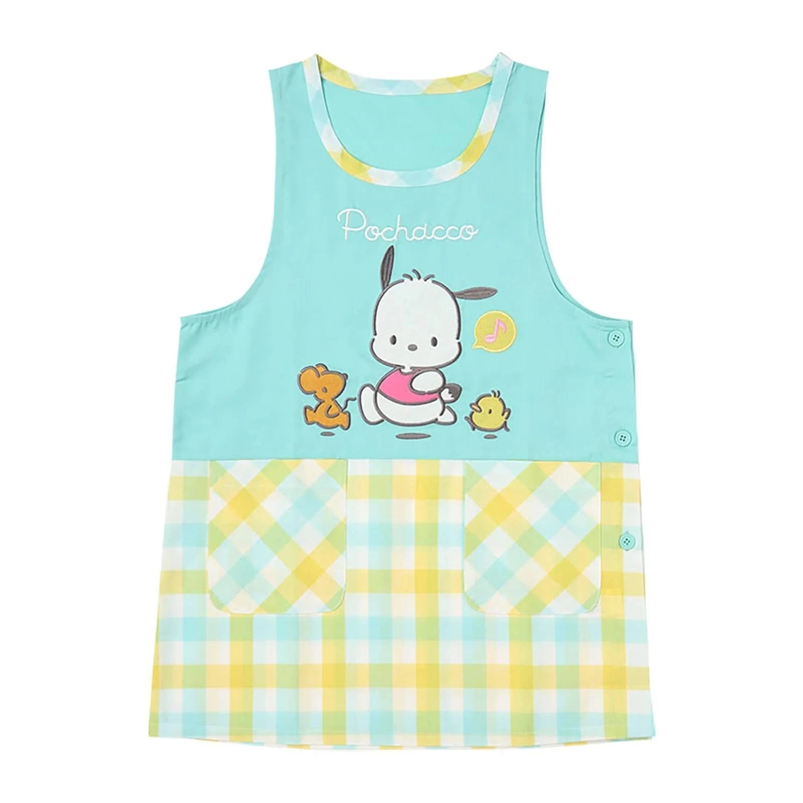 Pochacco Japanese Style Button Up Apron with Pockets for Adults