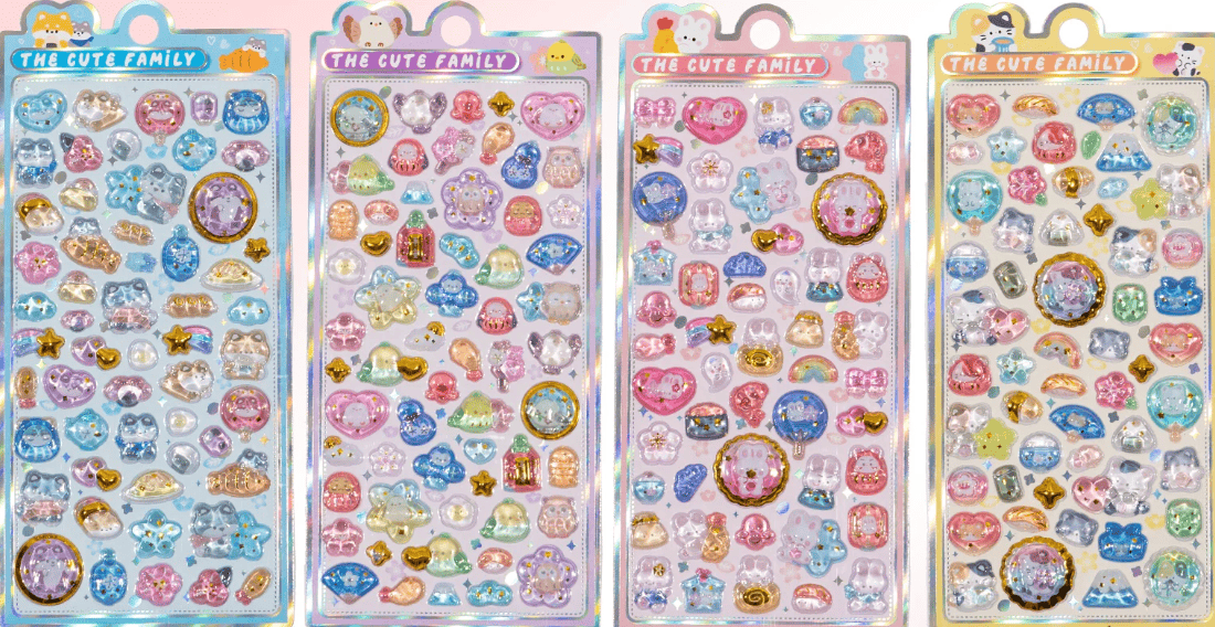 3D Cute Family Stickers Assortment