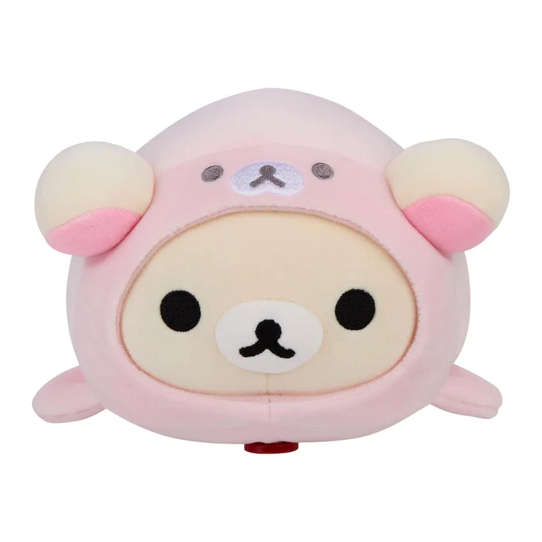 Picture of bear plush dressed as a pink seal