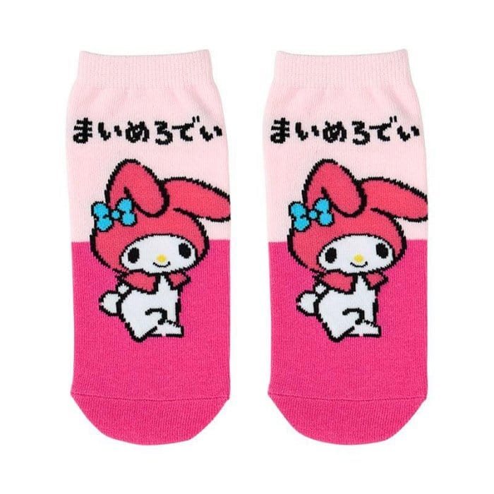 Pink color block socks with My Melody design.