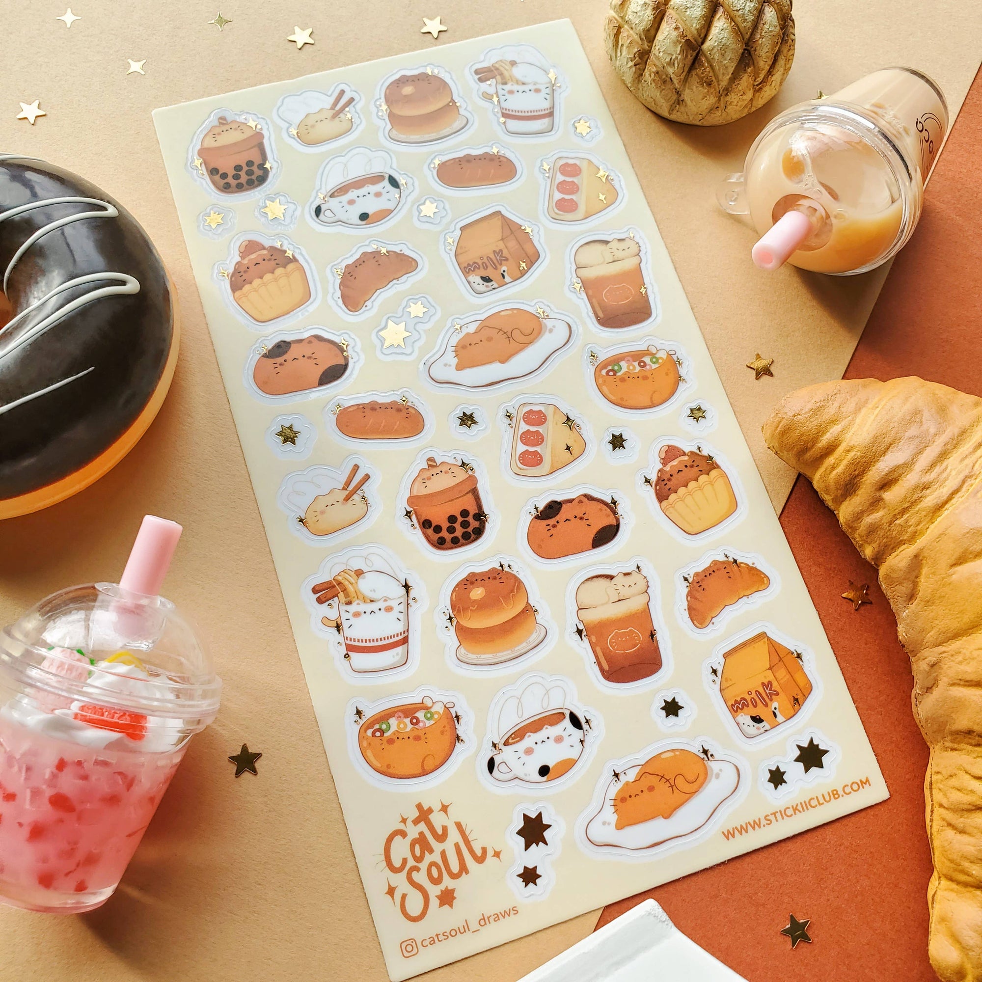 Cat Cafe Menu Sticker Sheet