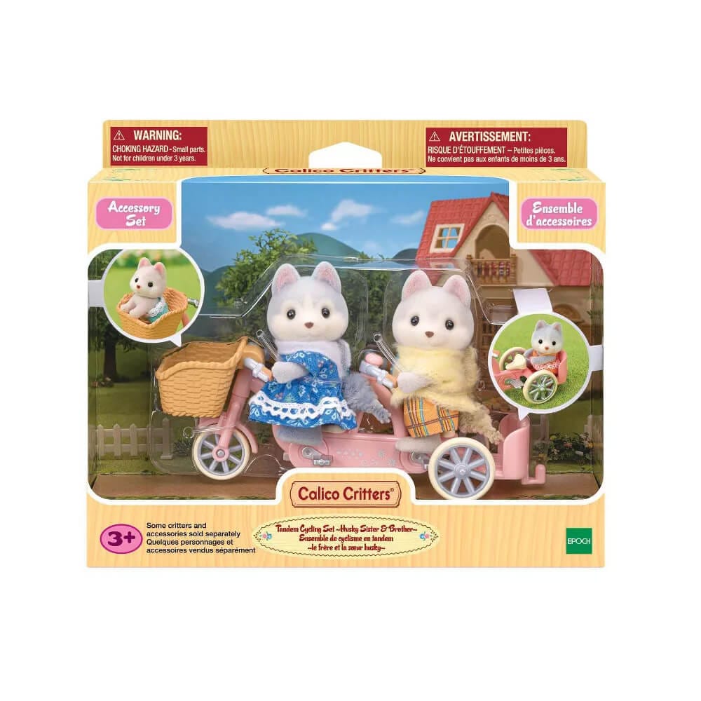 Calico Critters Tandem Cycling Set Husky Sister &amp; Brother