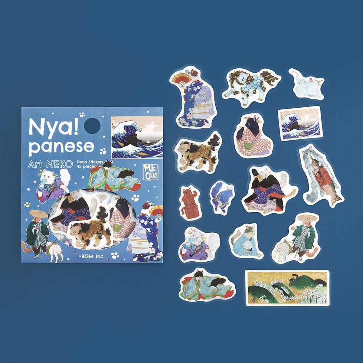 Nyapanese Art Neko Blue Version BGM Stickers