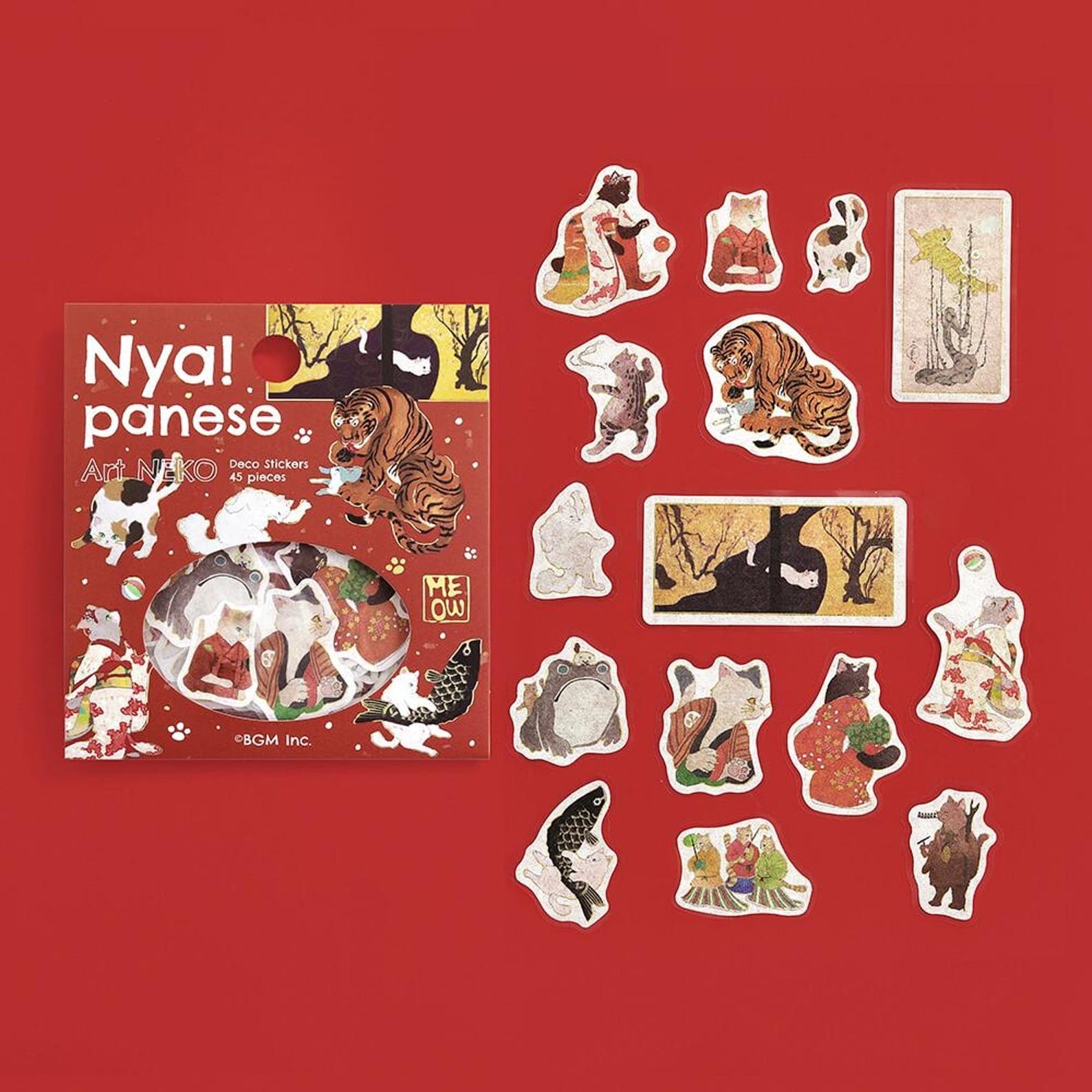 Nyapanese Art Neko Red Version BGM Stickers